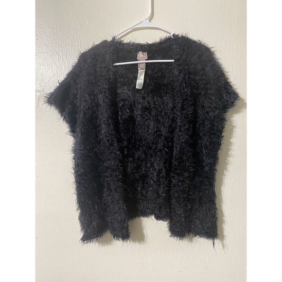 Chico's Womens Nylon Fuzzy‎ Cardigan Sweater Soft Short Sleeve Whimsigoth Small - Picture 1 of 11